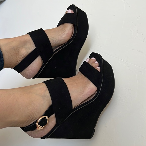 Tory Burch Shoes - TORY BURCH black suede wedges